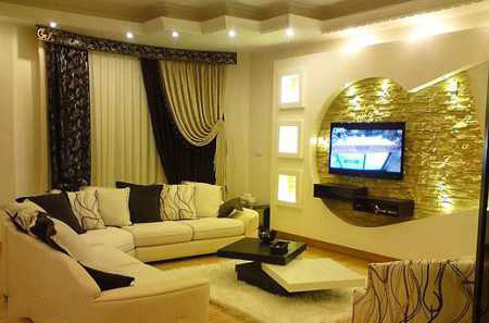 tv decoration10 انواع دکوراسیون دیوار پشت تلویزیون LCD و LED سنگ و کناف