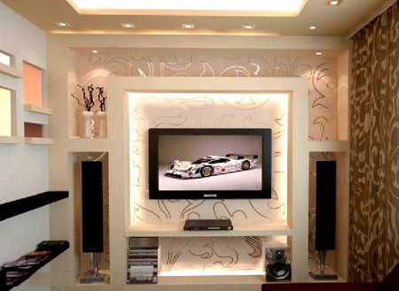 tv decoration8 انواع دکوراسیون دیوار پشت تلویزیون LCD و LED سنگ و کناف