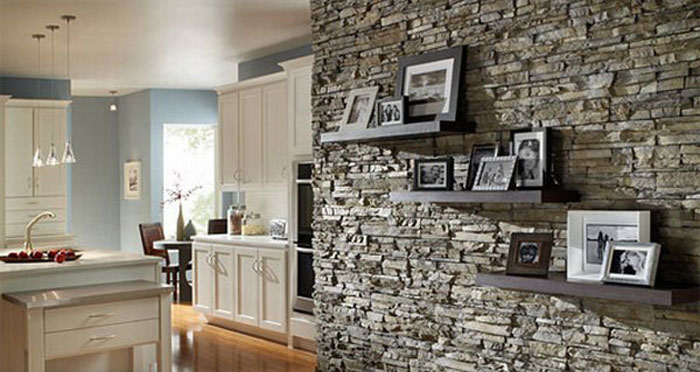 kitchen decor by using stunning wall stone دکوراسیون با سنگ آنتیک و دکوراتیو