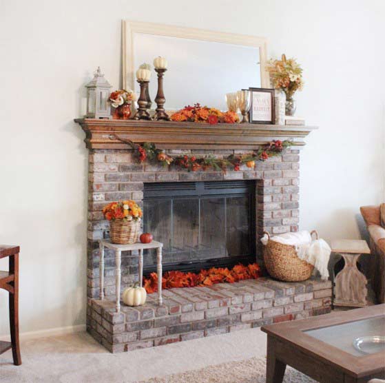 decorating the fireplace3 تزیین شومینه با دکوری های زیبا و پاییزی